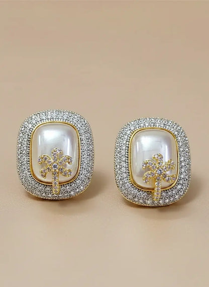 Embellished Pearl Stud Earrings Coruscate Jewels