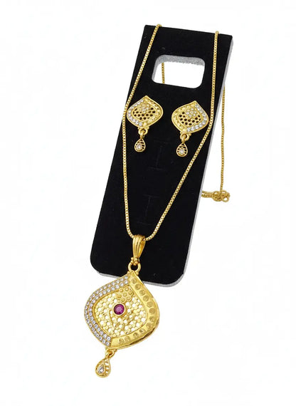 Gold Plated Pendant Set Imperial Ruby Charm Coruscate Jewels