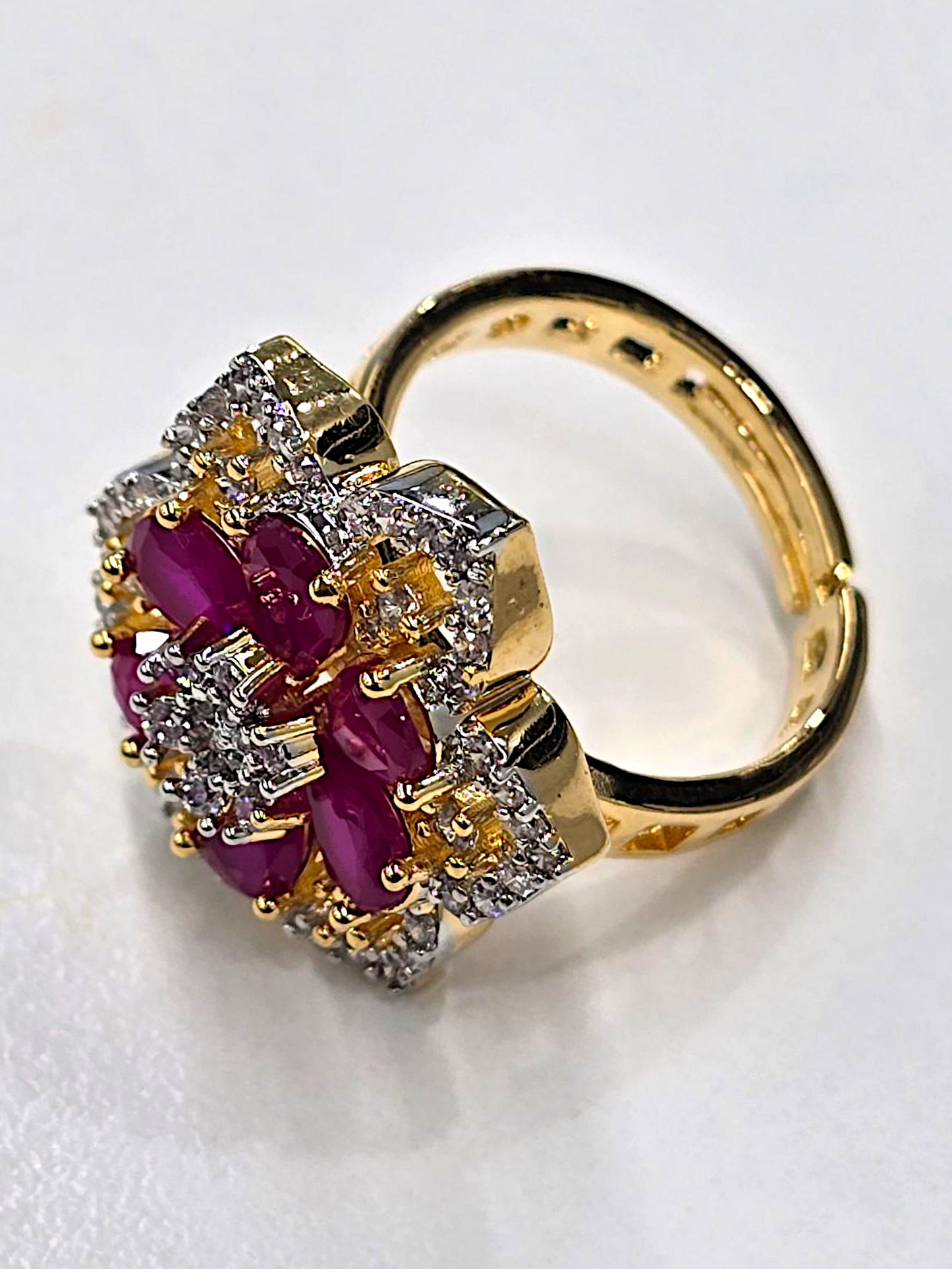 Coruscate Jewels Ruby Blossom Adjustable Statement Ring