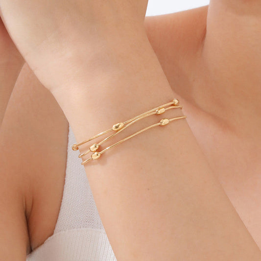 Triple Strand Wraparound Bracelet for Women and Girls Anti Tarnish Gold Plated