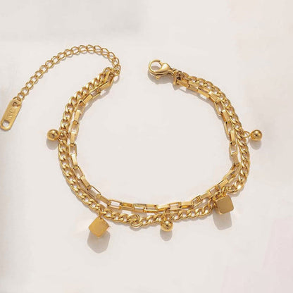 Gold Plated Stainless Steel Anti Tarnish Cube Wraparound Bracelet