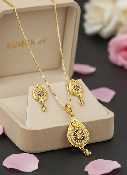Royal Chakra Gold Tone Pendant Set Coruscate Jewels