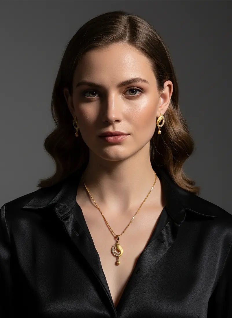 Gold Tone Pendant Set Radiant Swirl Coruscate Jewels
