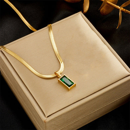 Anti Tarnish Gold-Plated Geometric Green Pendant