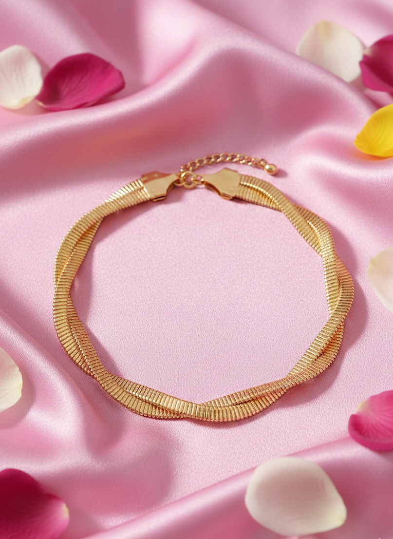 Anti Tarnish Gold Plated Golden Serpent Coil Choker Necklace