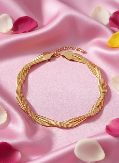 Anti Tarnish Gold Plated Golden Serpent Coil Choker Necklace