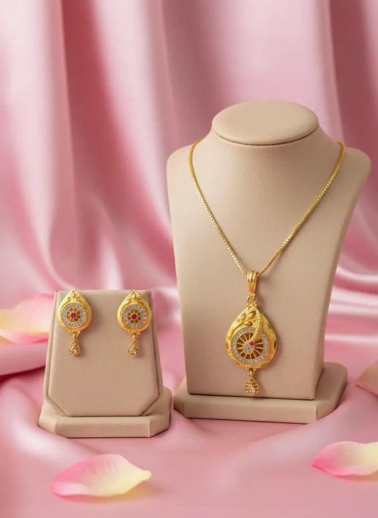 Royal Chakra Gold Tone Pendant Set Coruscate Jewels