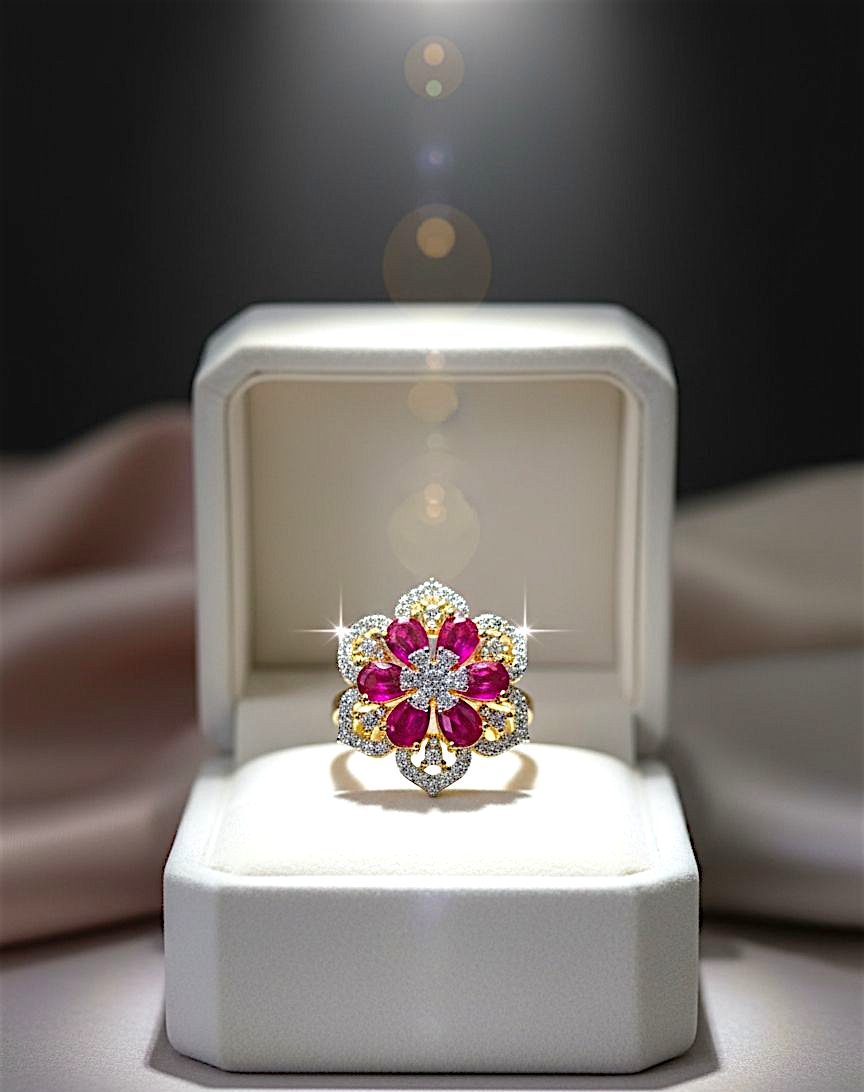 Ruby Bloom Zirconia Ring