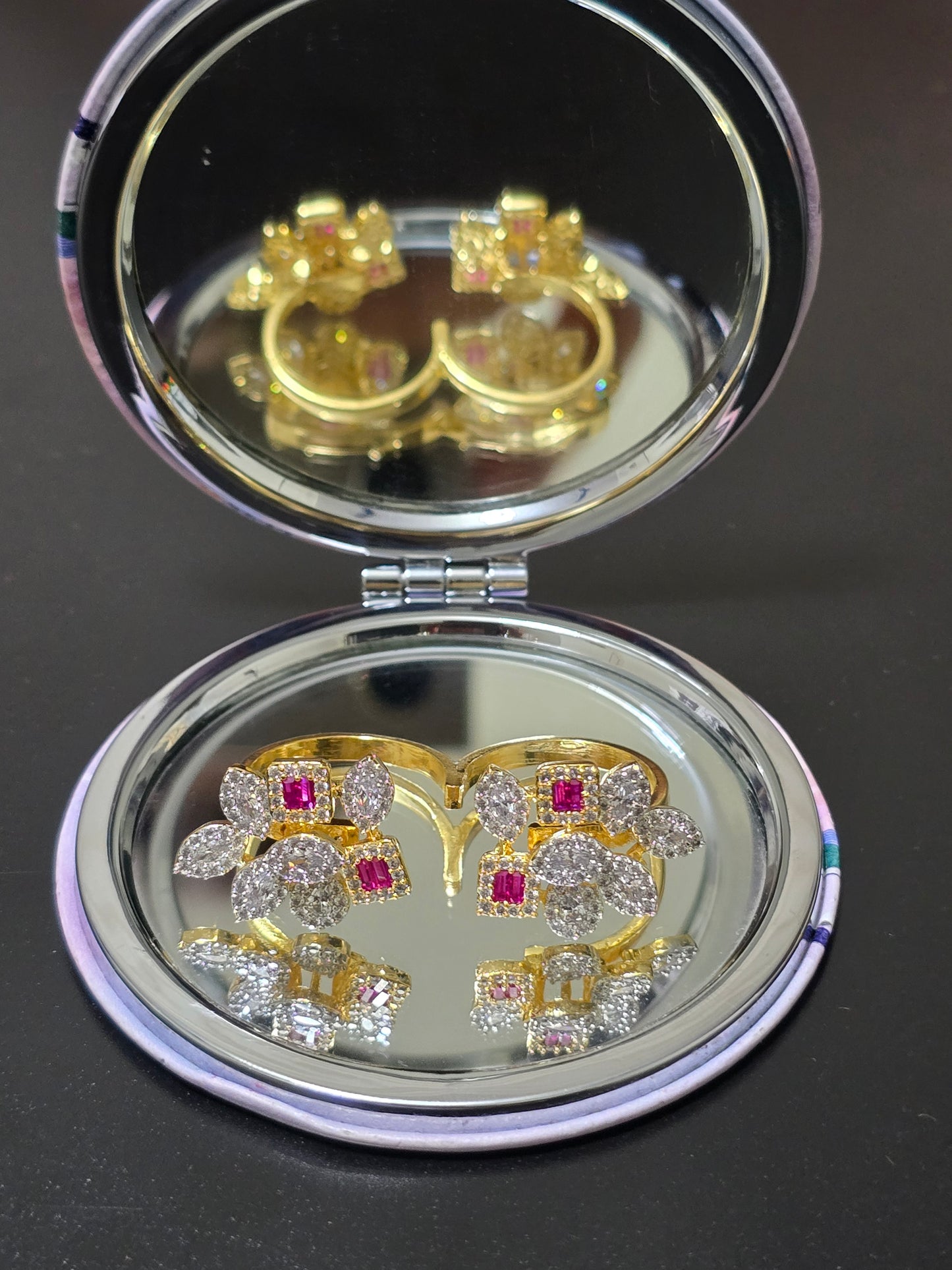 Coruscate Jewels Ruby Bloom Double Finger Adjustable Ring