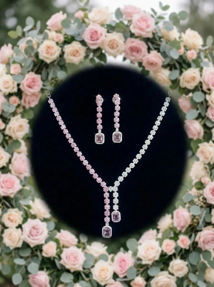 American Diamond Silver CZ Jewelry Pink Silver Twin Glow Coruscate Jewels