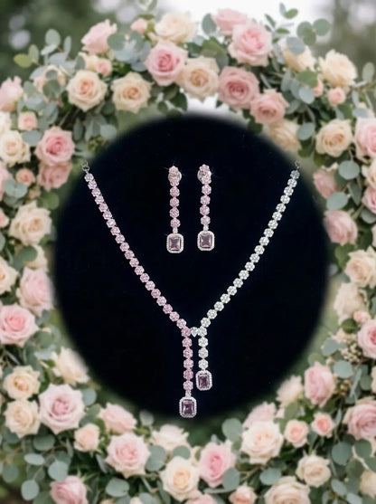 American Diamond Silver CZ Jewelry Pink Silver Twin Glow Coruscate Jewels