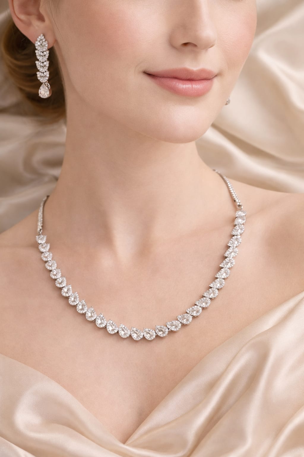 American Diamond Silver CZ Jewelry Wave Crystal Cascade