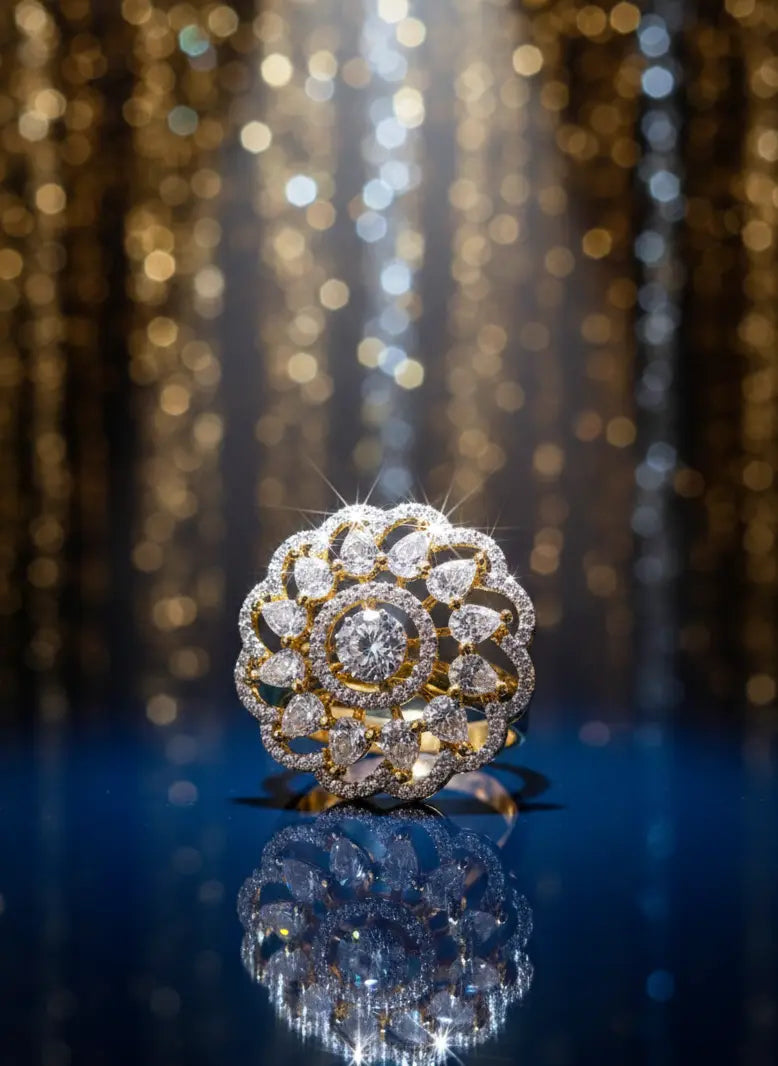 Golden Bloom Floral Ring Coruscate Jewels