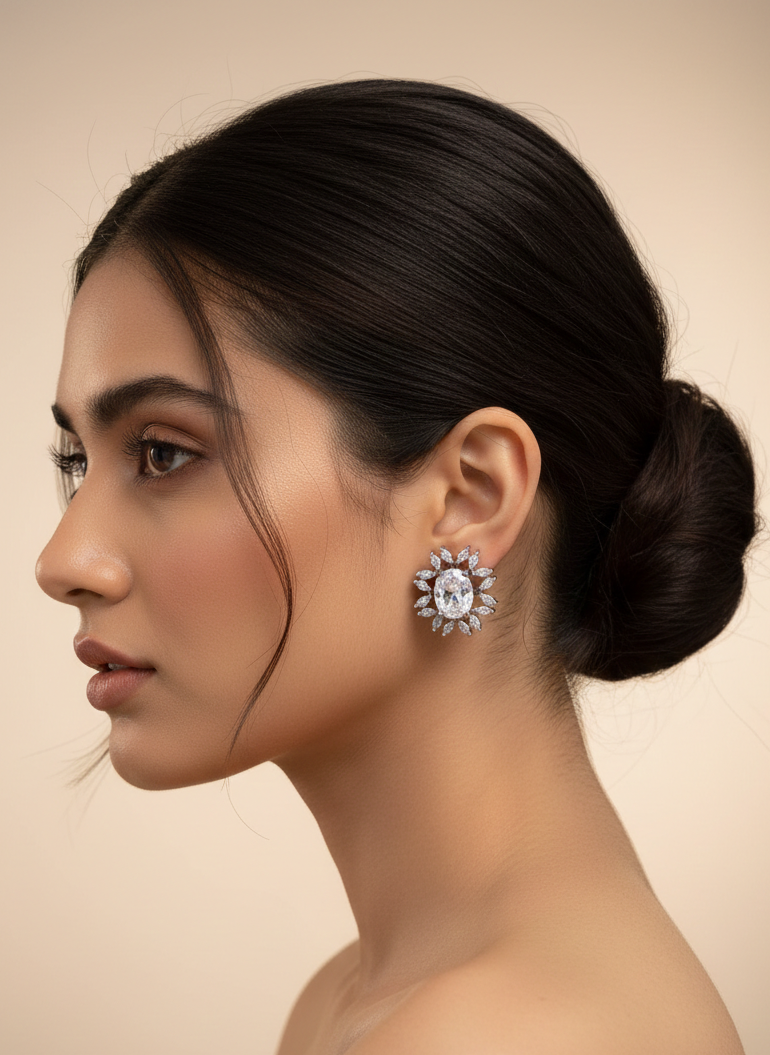 Black Rhodium Polish AD Earrings MoonShine Theme