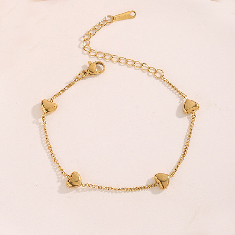Gold Plated Anti Tarnish Stainless Steel Wraparound Heart Bracelet for Women