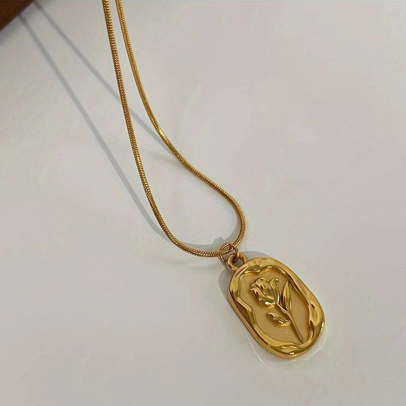 Anti Tarnish Rose Theme Gold Plated Pendant