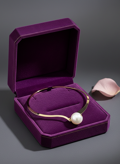 Anti Tarnish Gold Plated Big Pearl Choker Necklace Set