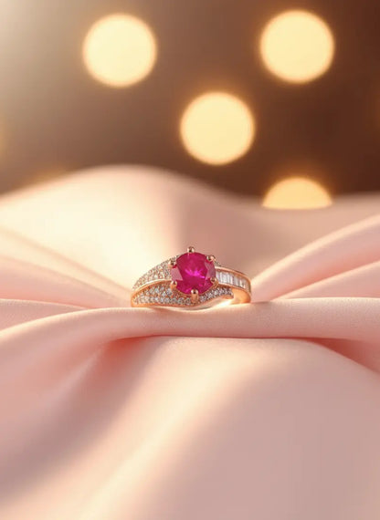 Elegant Ruby Zirconia Ring Coruscate Jewels