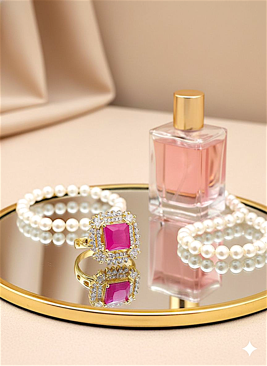 Coruscate Jewels Regal Oval CZ & Pave Statement Ring – Two-Tone Gold-Plated