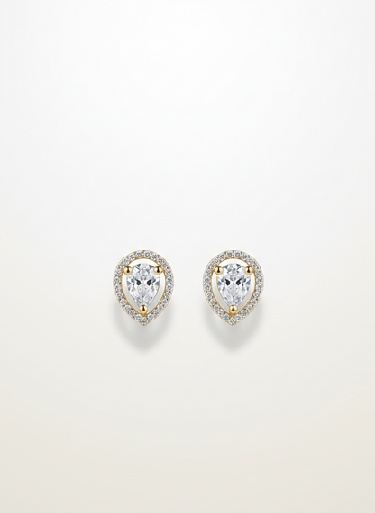 Gold Plated American Diamond Teardrop Earrings