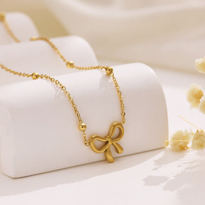 Anti Tarnish Infinity Bow Pendant Set Gold Plated