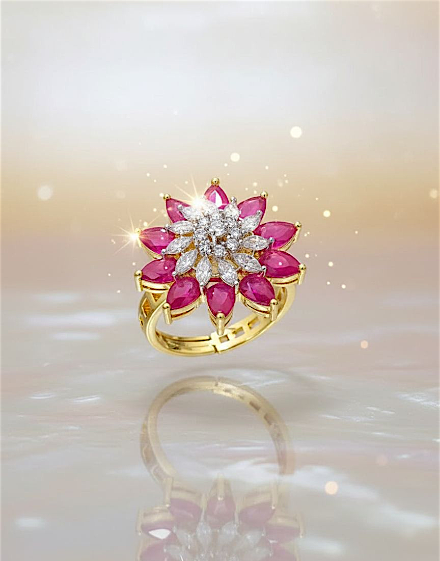 Ruby Bloom Adjustable Ring
