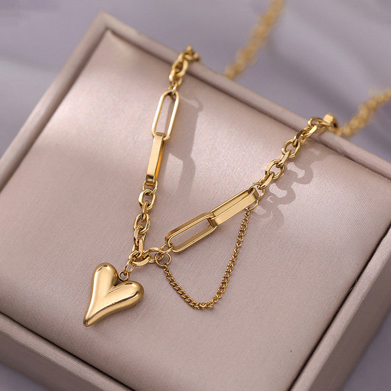 Stainless Steel Gold Plated Anti Tarnish Charm Heart Bracelet