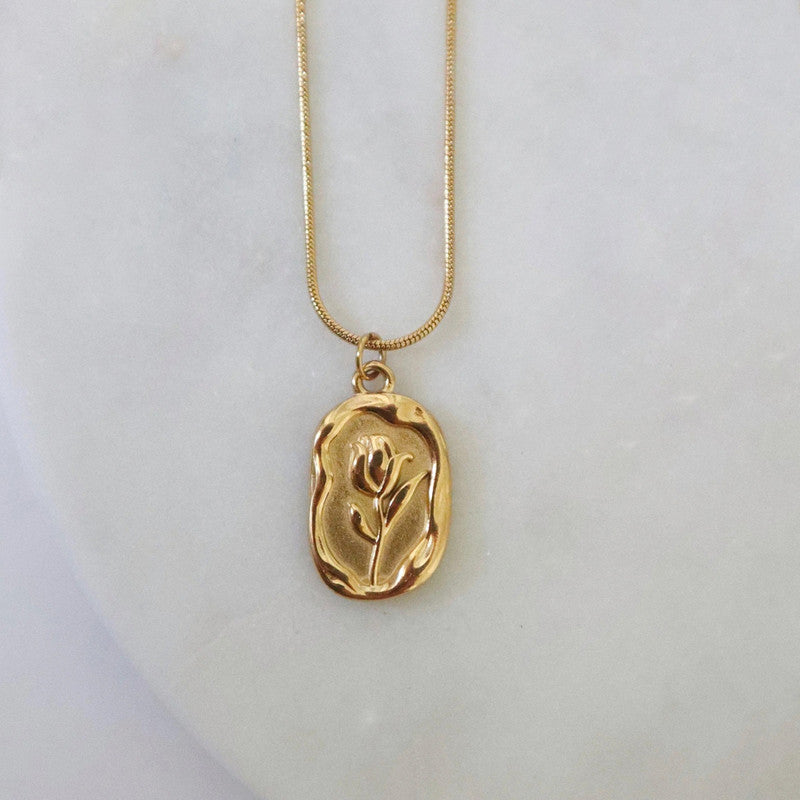 Anti Tarnish Rose Theme Gold Plated Pendant