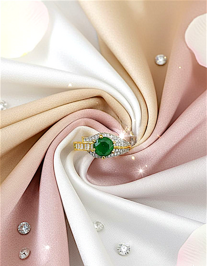 Emerald Crystal Adjustable Ring