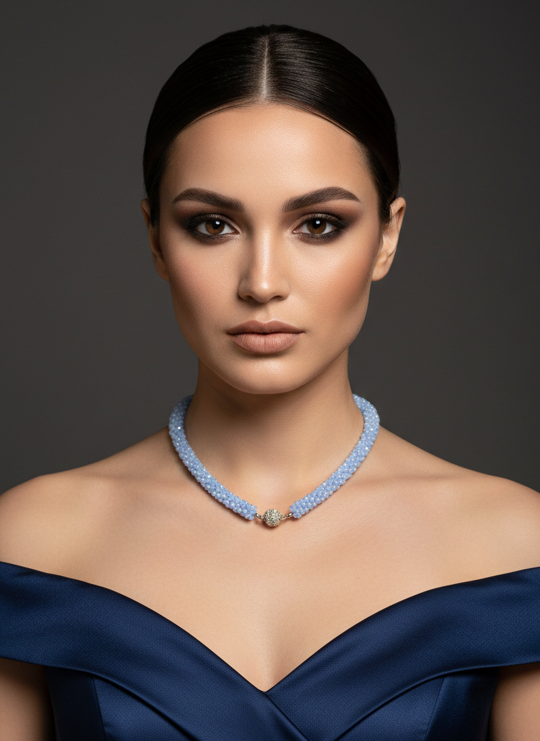 Blue Small Beads Layered Necklace Set