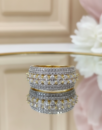 Silver Cz Adjustable Ring