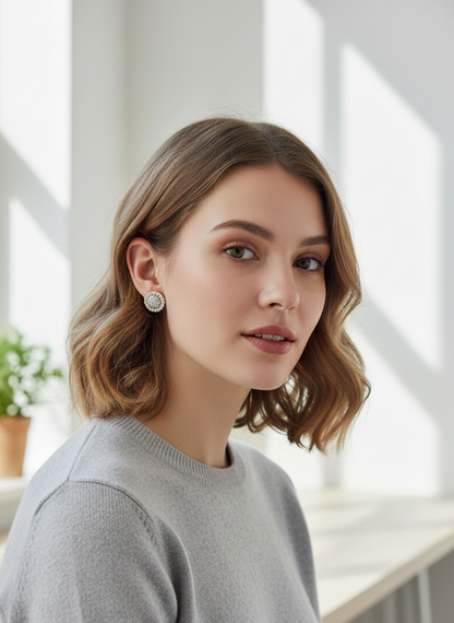 AD Earrings Gold-Plated Sunflower Theme