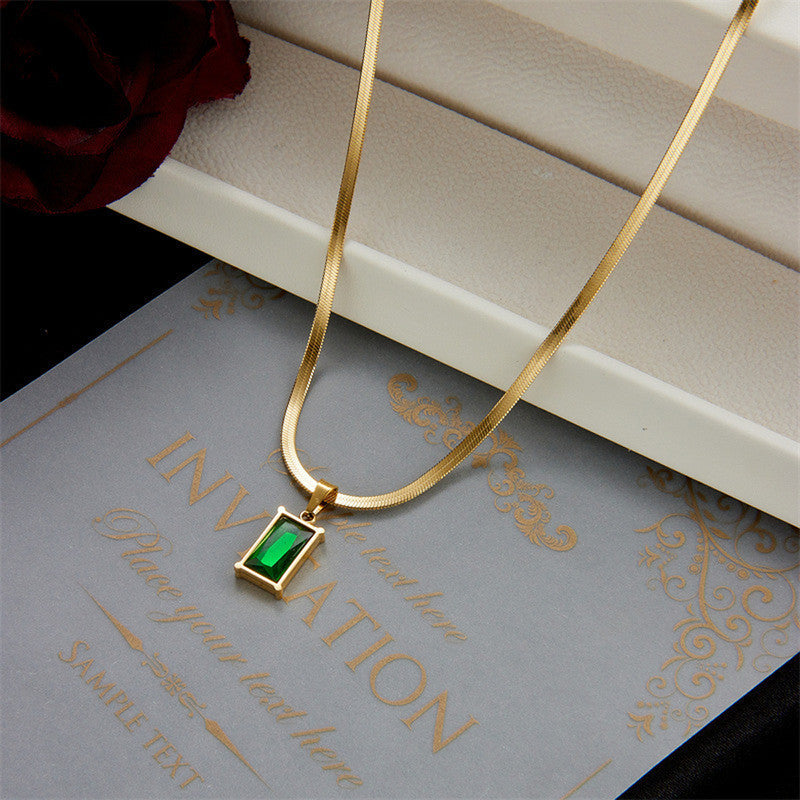 Anti Tarnish Gold-Plated Geometric Green Pendant