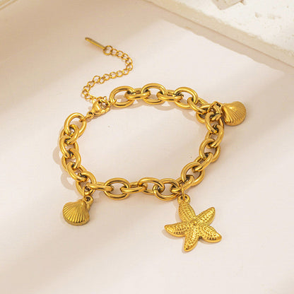 Anti Tarnish Sea Shell Theme Gold Plated Bracelet