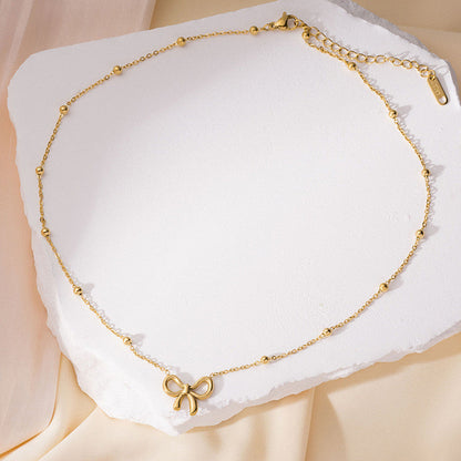 Anti Tarnish Infinity Bow Pendant Set Gold Plated