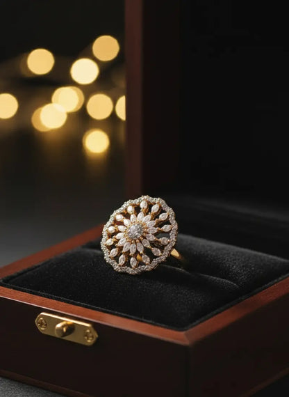 Bloom American Diamond Ring Coruscate Jewels