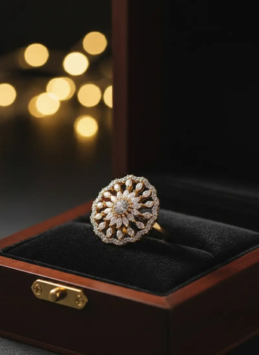Bloom American Diamond Ring Coruscate Jewels
