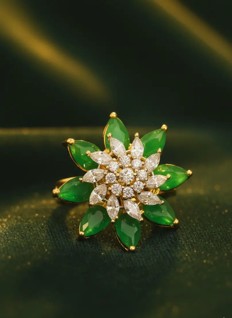 Emerald Cubic Zirconia Ring Coruscate Jewels