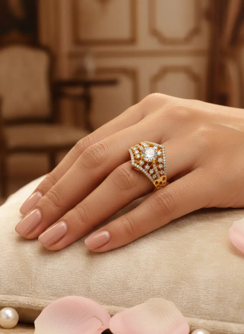 Radiant American Diamond Ring Coruscate Jewels