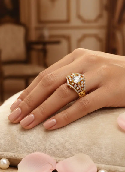 Radiant American Diamond Ring Coruscate Jewels
