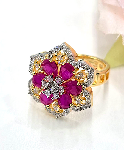 Ruby Blossom Adjustable Ring