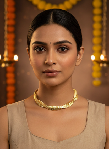 Anti Tarnish Gold Plated Golden Serpent Coil Choker Necklace