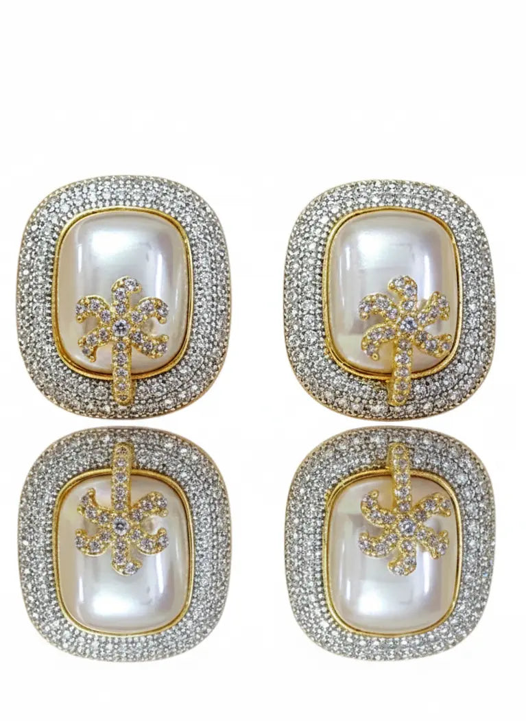 Embellished Pearl Stud Earrings Coruscate Jewels