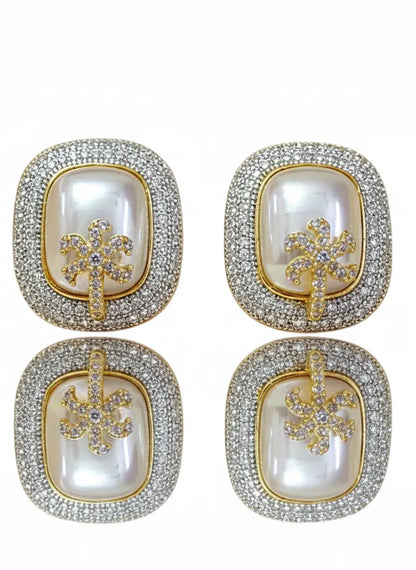 Embellished Pearl Stud Earrings Coruscate Jewels