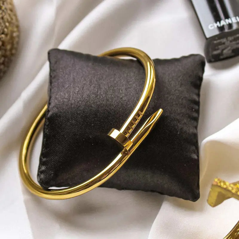 Anti Tarnish Gold Plated Nail Bracelet for Women Coruscate Jewels