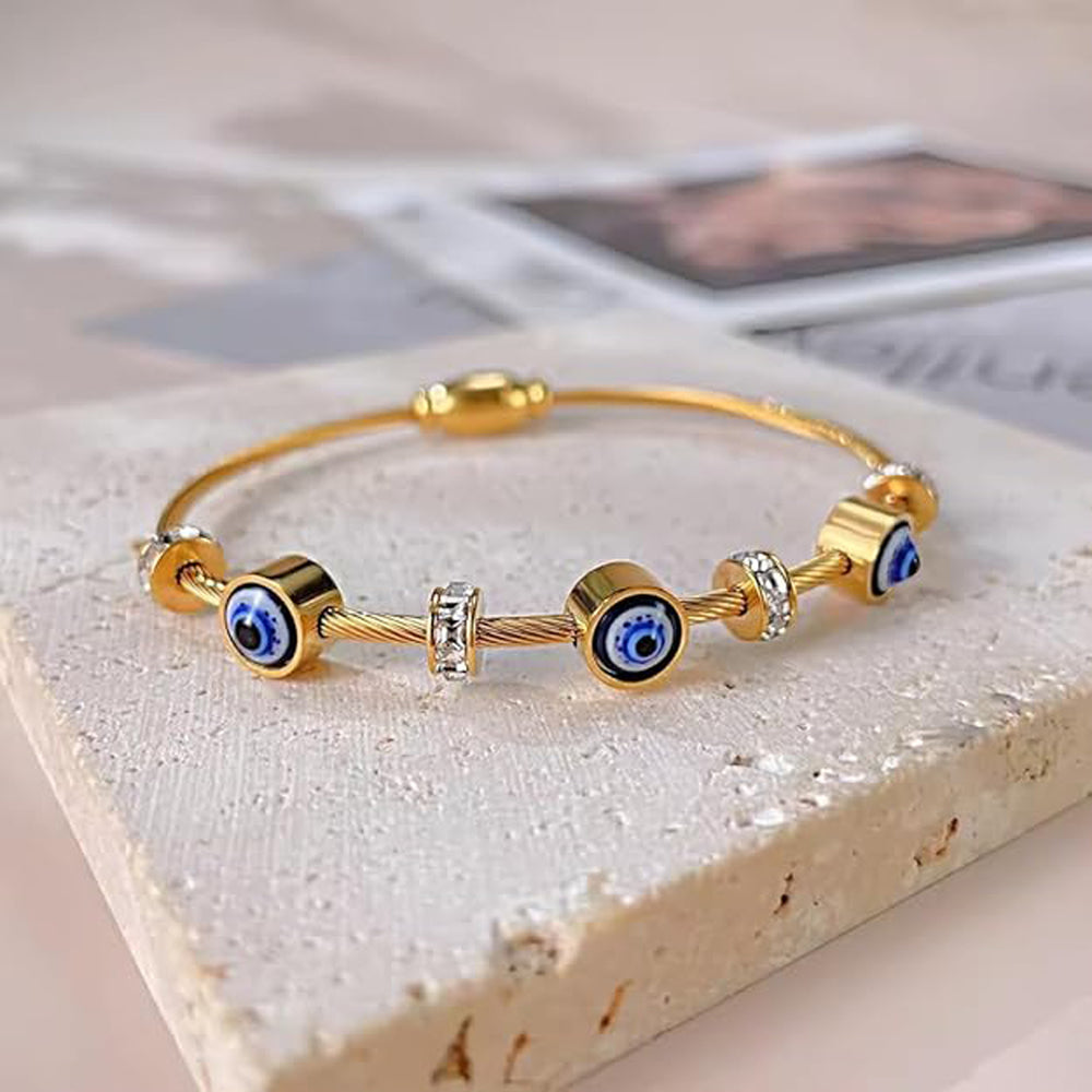 Evil Eye Anti-Tarnish Gold-Plated Stainless Steel Bracelet For Women