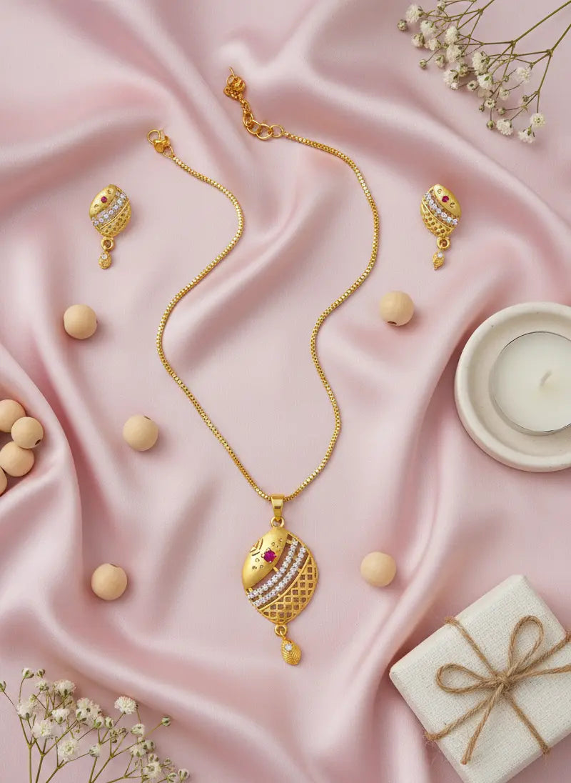 Gold Polish Pendant Set Celestial Ruby Gleam Coruscate Jewels