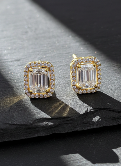 American Diamond Gold Plated Baguette Cut Art Deco Inspired