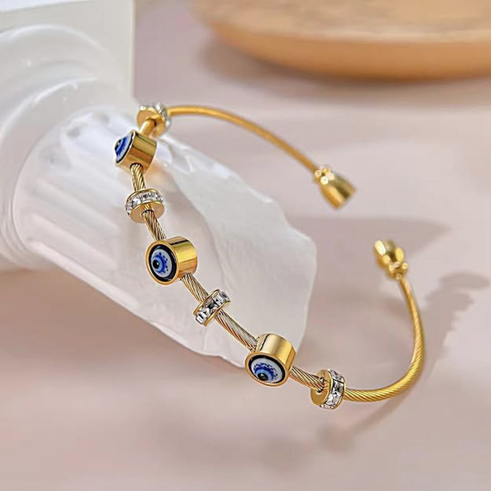 Evil Eye Anti-Tarnish Gold-Plated Stainless Steel Bracelet For Women