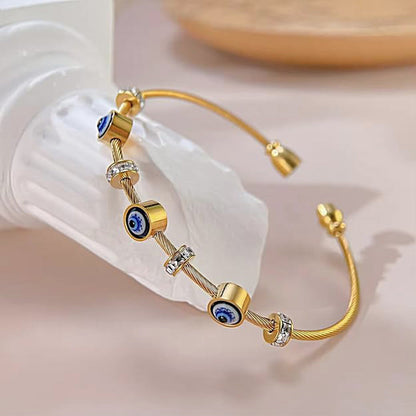 Evil Eye Anti-Tarnish Gold-Plated Stainless Steel Bracelet For Women